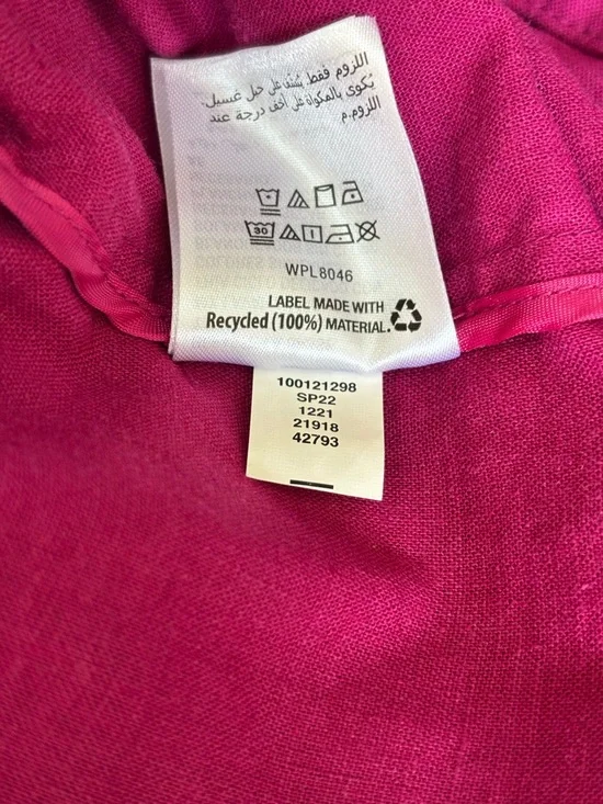 INC International Concepts Cropped Fuchsia Trench Jacket Linen Blend Women’s M - Picture 5 of 7